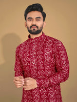 Thumbnail for Anaita Maroon Printed Cotton Straight Kurta - Distacart