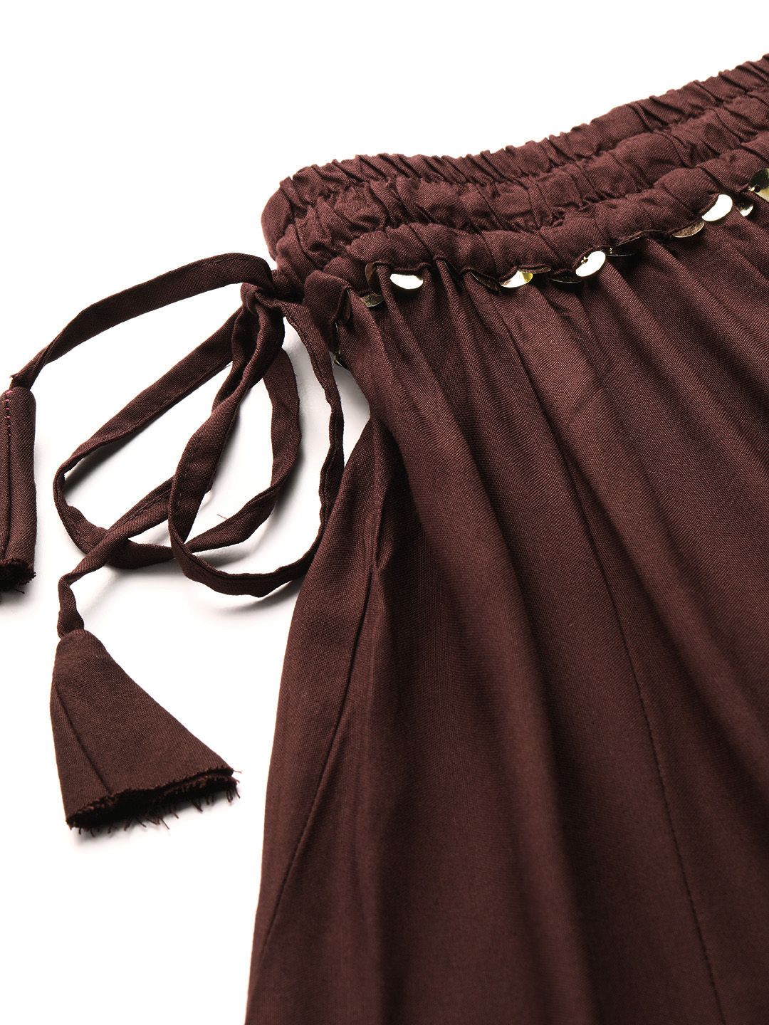 TAG 7 Women Coffee Brown Solid Flared Palazzos