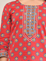 Thumbnail for Swasti Women Red Ethnic Motifs Printed Straight Fit Pure Cotton Kurta - Distacart