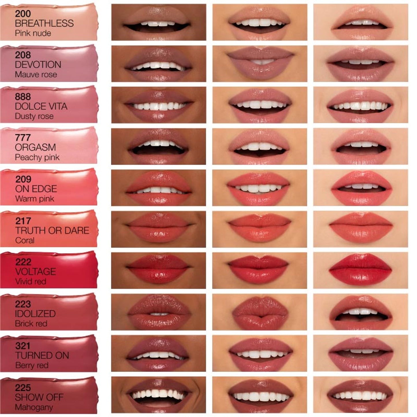 nars afterglow sensual shine lipstick on edge