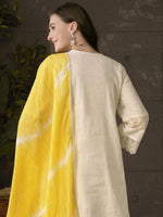 Thumbnail for Anouk Embroidered Pleated Chikankari Pure Cotton A-Line Kurta With Trousers & Dupatta