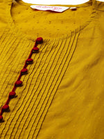 Thumbnail for All About You Women Mustard Yellow Self Design Pure Cotton A-Line Kurta with Palazzos - Distacart