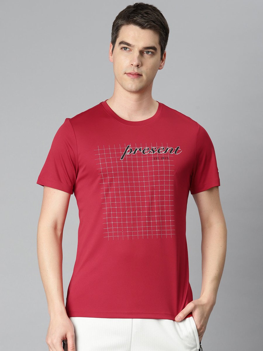 Alcis Men Typography Printed Anti Static Slim Fit Sports T-shirt - Distacart