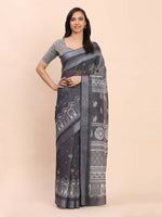 Thumbnail for Astita Linen Cotton Black Saree