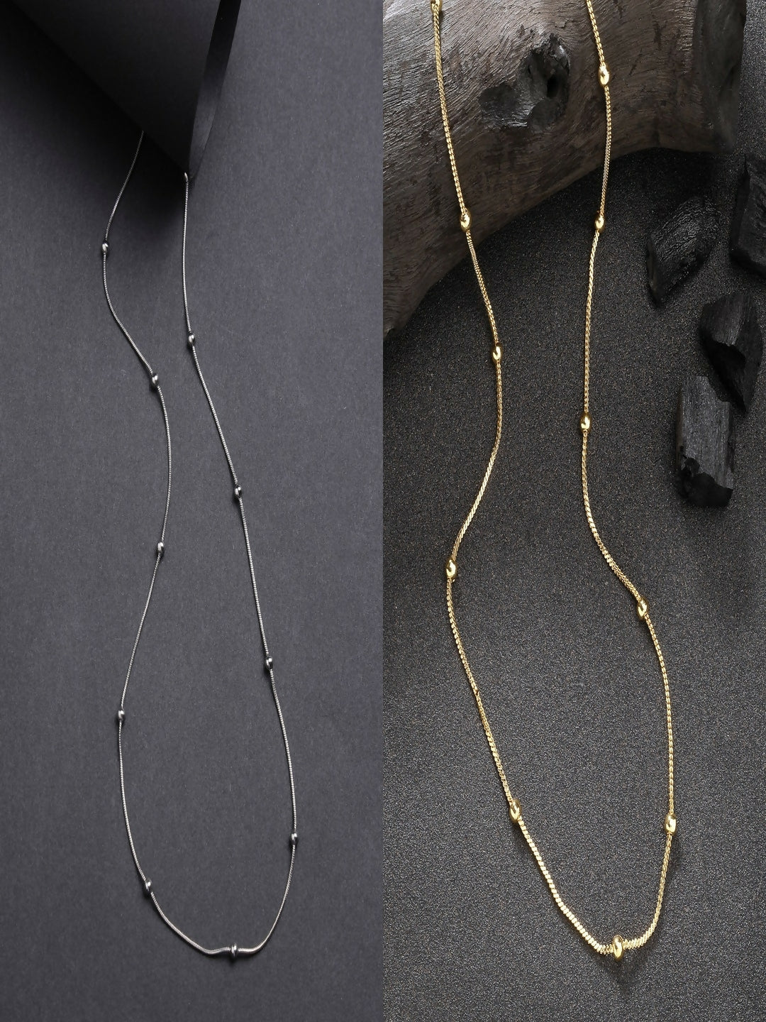 NVR Women's Set of 2 Silver & Gold Rhodium-Plated Minimal Chain - Distacart