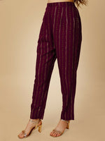 Thumbnail for Jyoti Fashion Women's Wine Viscose Rayon Embroidered Kurta Pant Set - Distacart