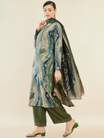 Thumbnail for Soch Green Abstract Printed Regular Straight Kurta & Palazzos With Dupatta - Distacart