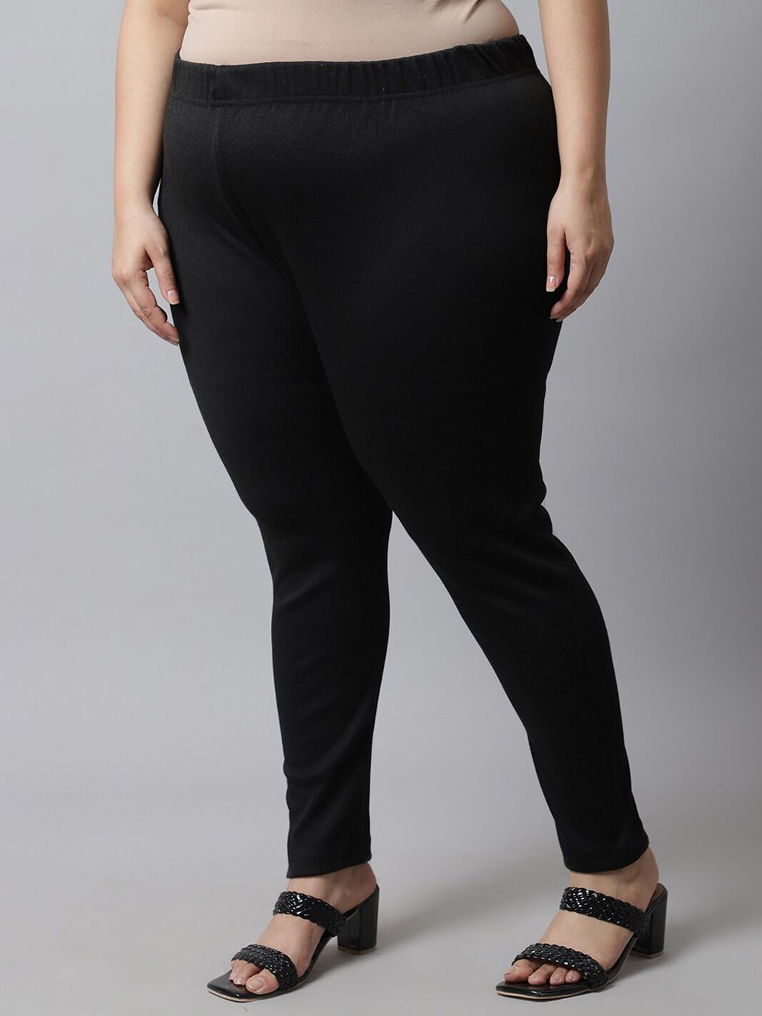 TAG 7 Women Plus size Black Solid Ankle-length Leggings - Distacart