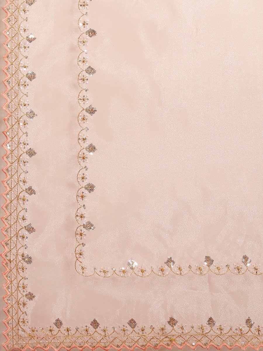 Anouk Pink Sequinned Organza Saree With Embroidered Border - Distacart