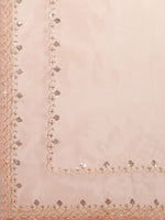 Thumbnail for Anouk Pink Sequinned Organza Saree With Embroidered Border - Distacart