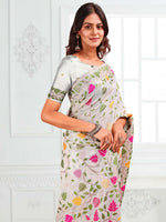 Thumbnail for Astita Linen Cotton White Saree