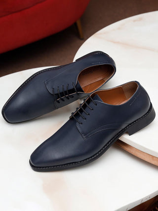 LOUIS STITCH Louis Stitch Men Prussian Blue Premium Italian Leather Formal Derby Shoes
