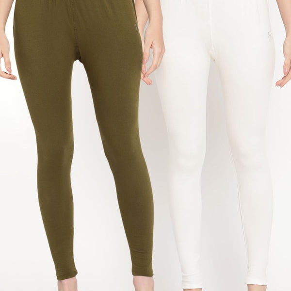 TAG 7 Women Pack Of 2 Solid Ankle-Length Comfort Fit Leggings - Distacart