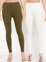 Thumbnail for TAG 7 Women Pack Of 2 Solid Ankle-Length Comfort Fit Leggings - Distacart