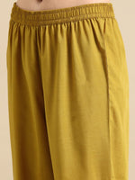 Thumbnail for All About You Women Mustard Yellow Floral Embroidered Thread Work Kurta with Trousers - Distacart