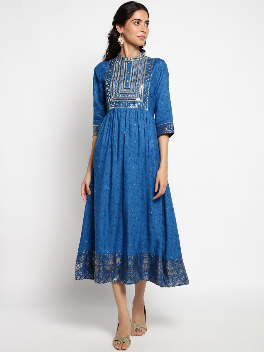 AURELIA Ethnic Motifs Chiffon Ethnic Dress - Distacart