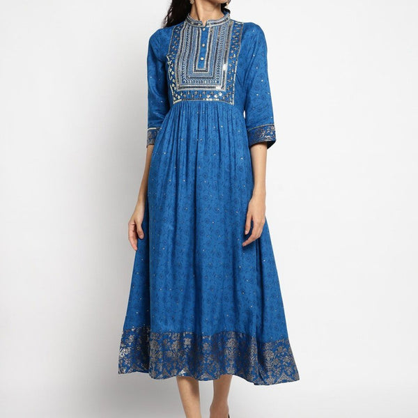 AURELIA Ethnic Motifs Chiffon Ethnic Dress - Distacart