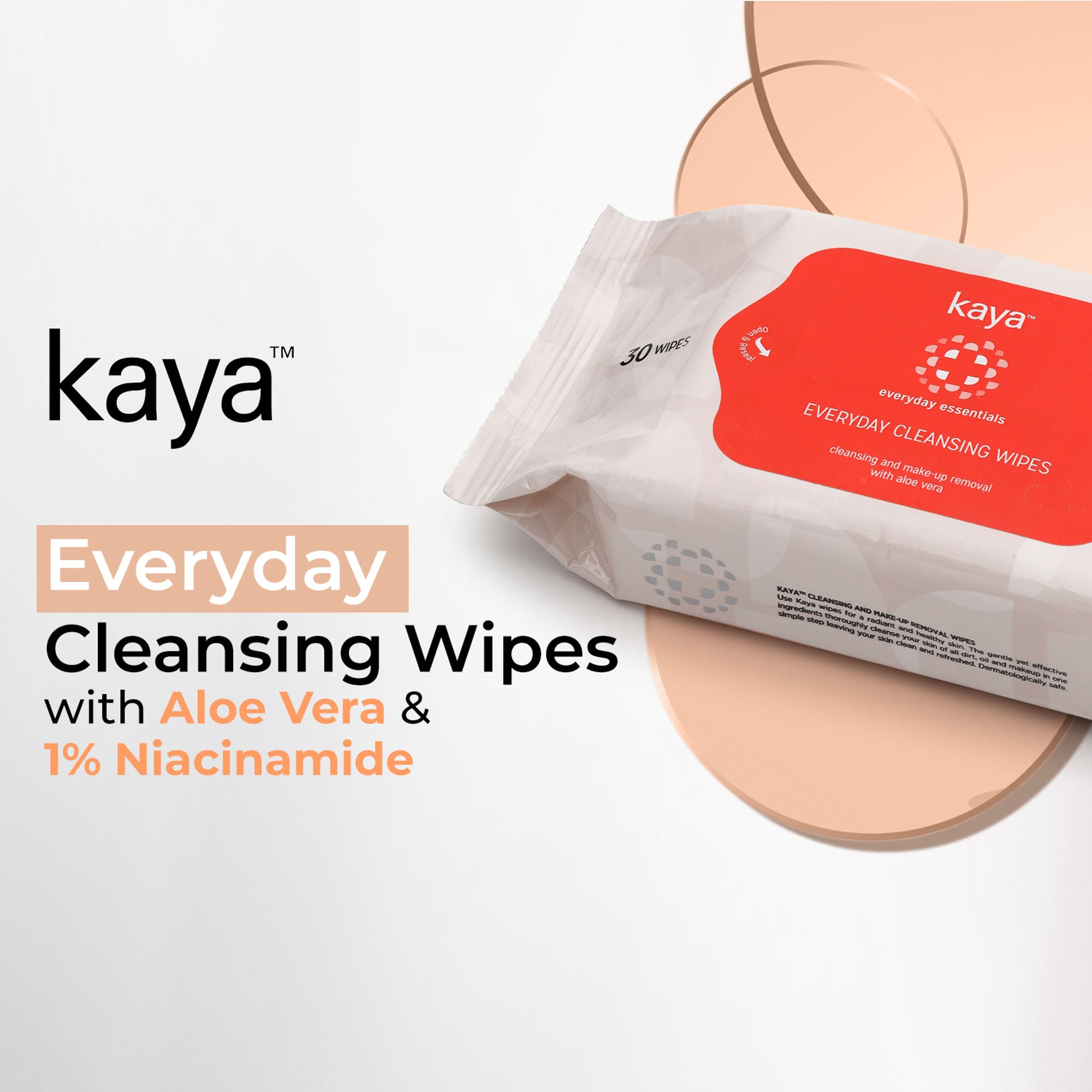 Kaya Everyday Cleansing Wipes - Everyday Essentials (30 Pieces)