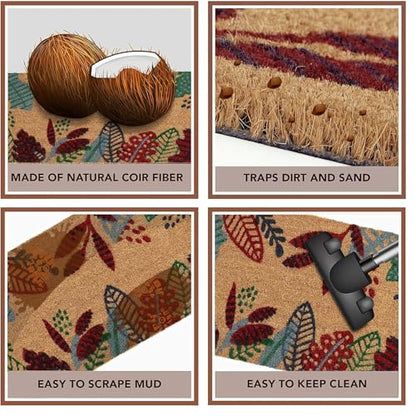 HOKIPO Large Printed Coir Doormats for Entrance Main Door Mat - Dista