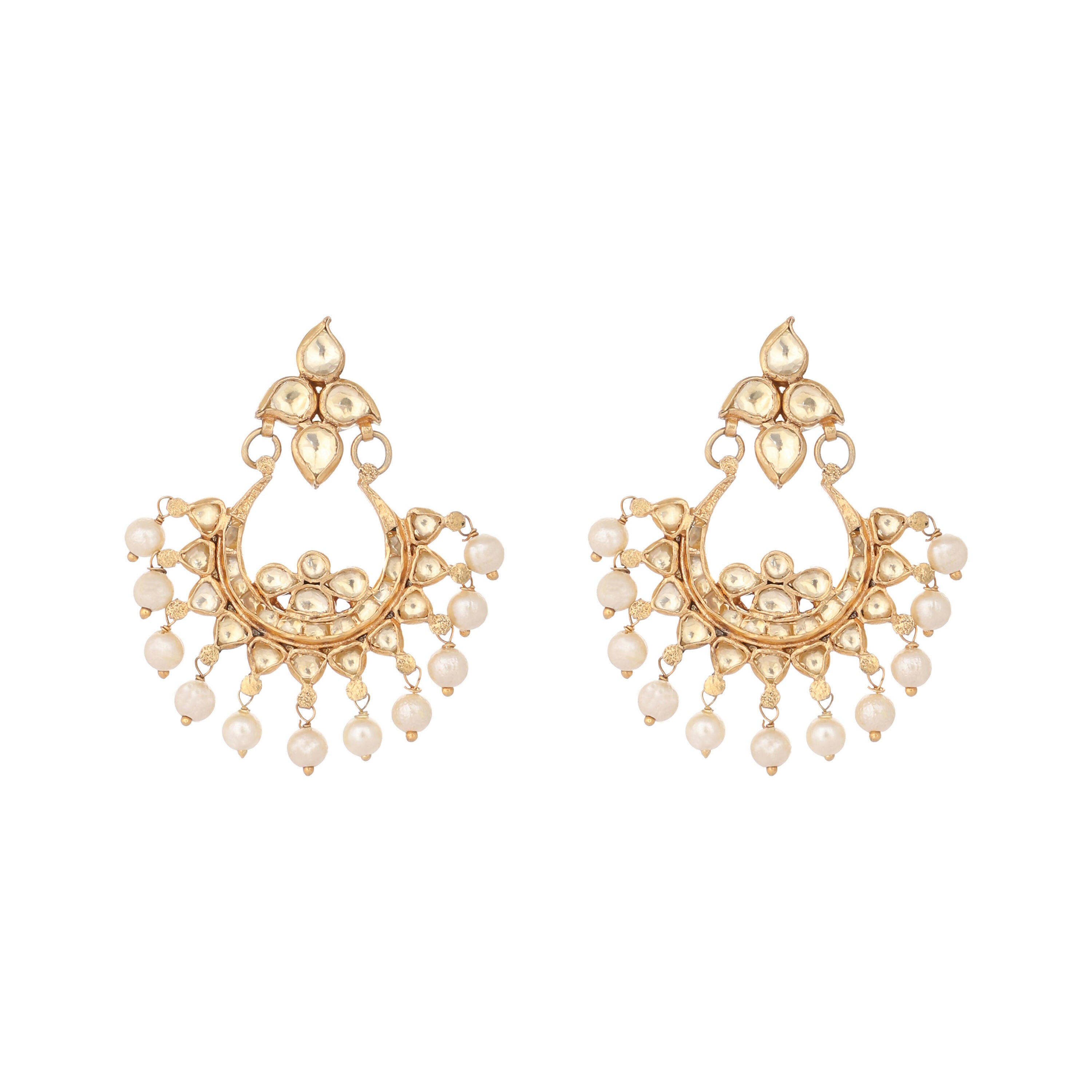 Nuyug 18k Gold-Plated American Diamonds Studded Contemporary Shaped Dangler Earrings