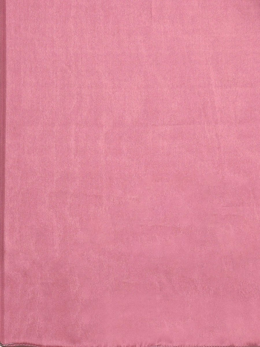 Anouk Pink Satin Solid Saree - Distacart