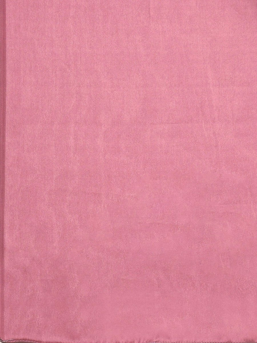 Anouk Pink Satin Solid Saree - Distacart
