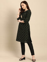 Thumbnail for All About You Women Black & Green Printed Kurta with Trousers - Distacart