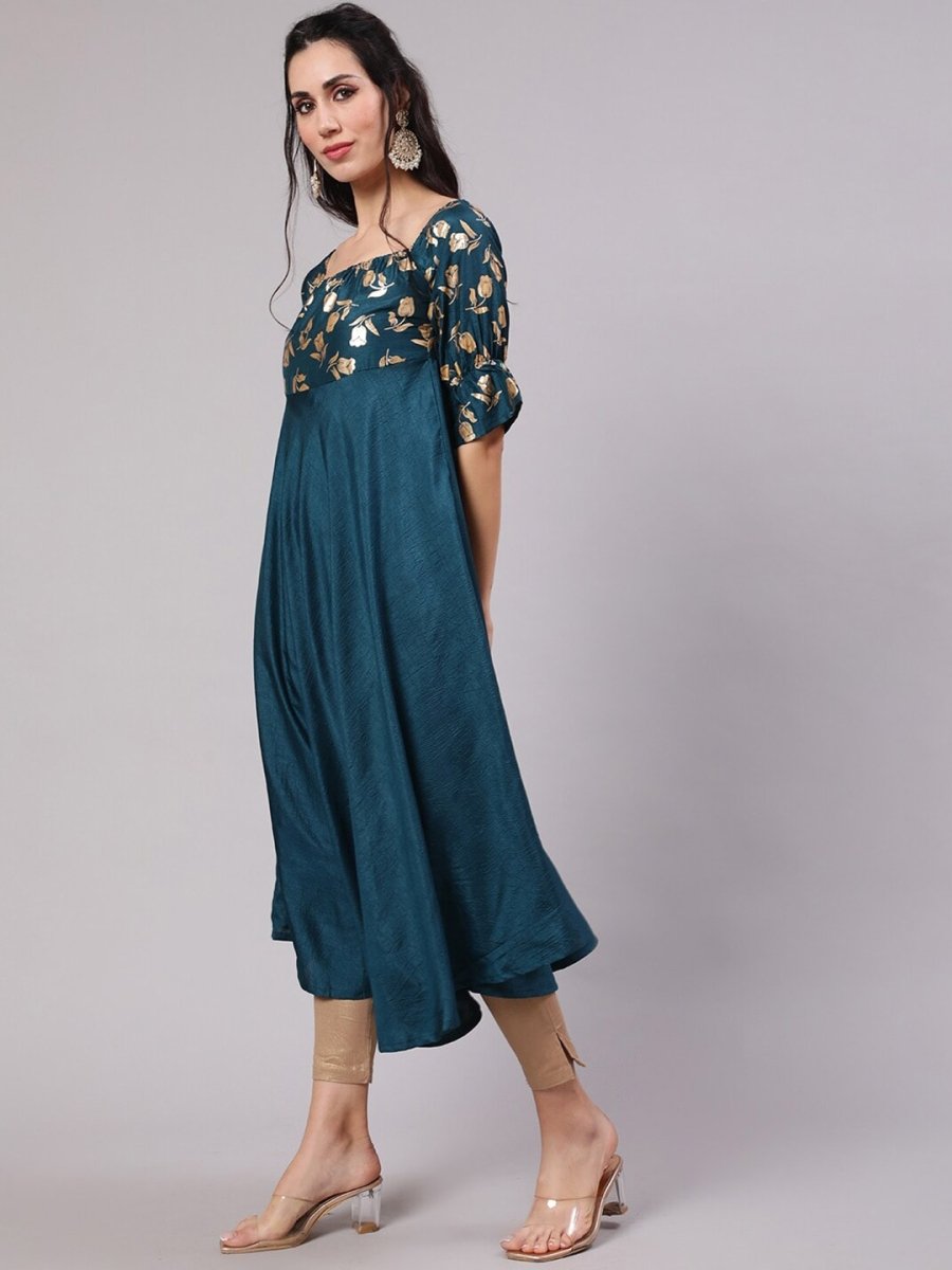 Aks Floral Printed Square Neck Anarkali Kurta - Distacart