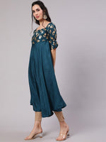 Thumbnail for Aks Floral Printed Square Neck Anarkali Kurta - Distacart