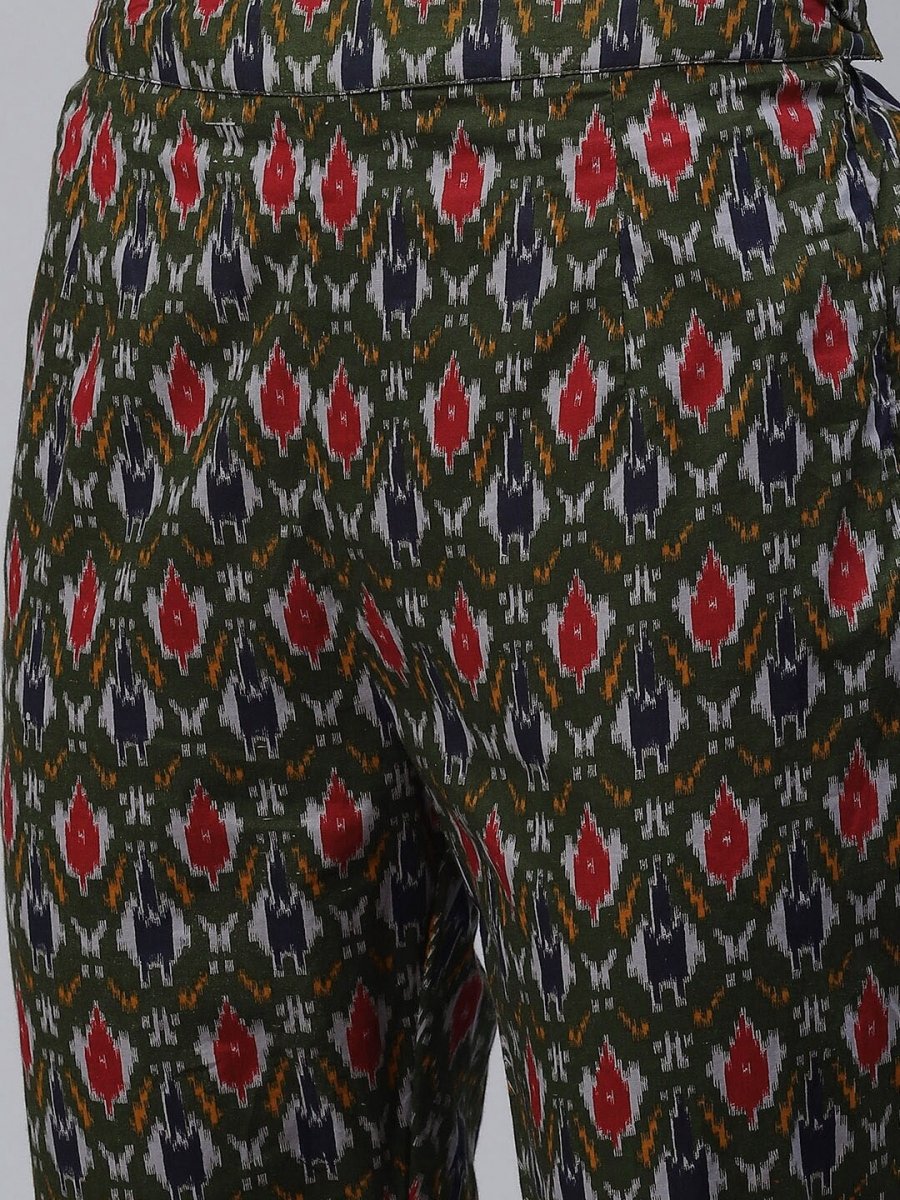 Aks Ethnic Motifs Printed Cold-Shoulder Sleeves Pure Cotton Kurta With Trousers - Distacart