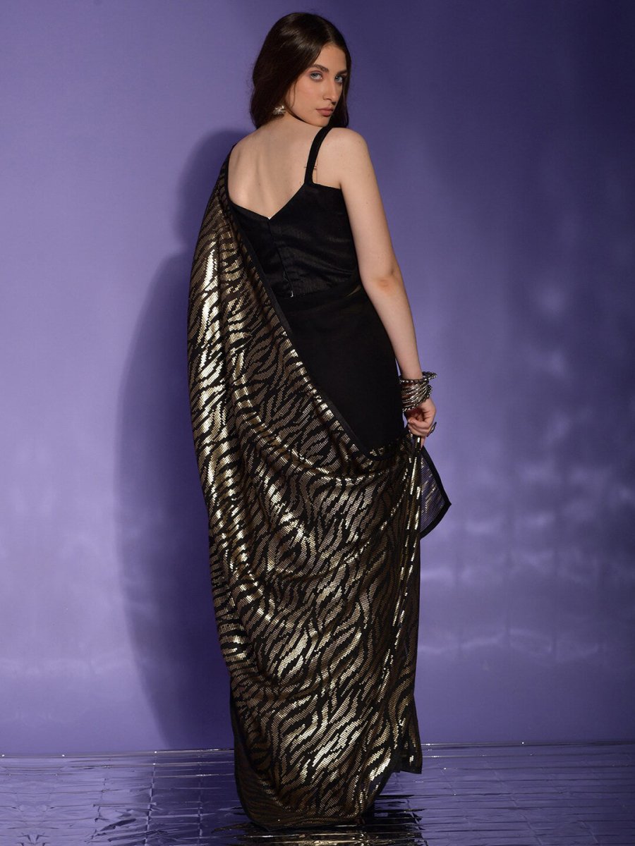 Anouk Black Embellished Sequinned Pure Georgette Saree - Distacart