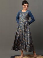 Thumbnail for AURELIA Floral Printed Sequinned A-Line Ethnic Dress