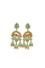 Thumbnail for Green Traditional Gold-Polished Elephant Design Kundan Jhumka Jhumki Earrings Indian Jewellery For Women & Girls By House of Ree - Distacart