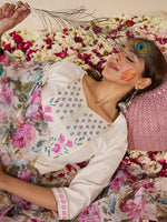 Thumbnail for Indo Era Women Floral Yoke Design Regular Thread Work Pure Cotton Kurta with Trousers & With Dupatta