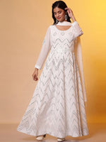 Thumbnail for AURELIA Aurelia Mirror Detailed Embroidered Georgette Ethnic Dress with Dupatta