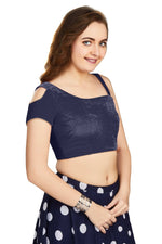 Thumbnail for Aastha Fashion Women's Women's Navy Blue Velvet Solid Readymade Blouse - Distacart