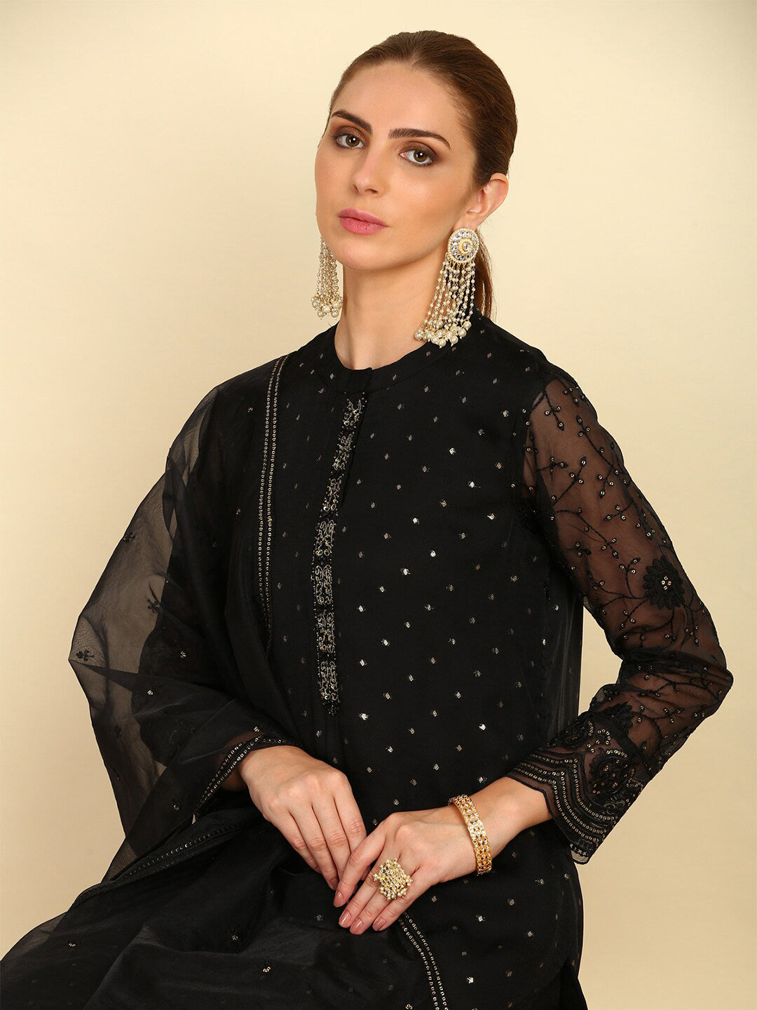 Soch Ethnic Motifs Embroidered Sequinned Kurta With Trousers & Dupatta - Distacart