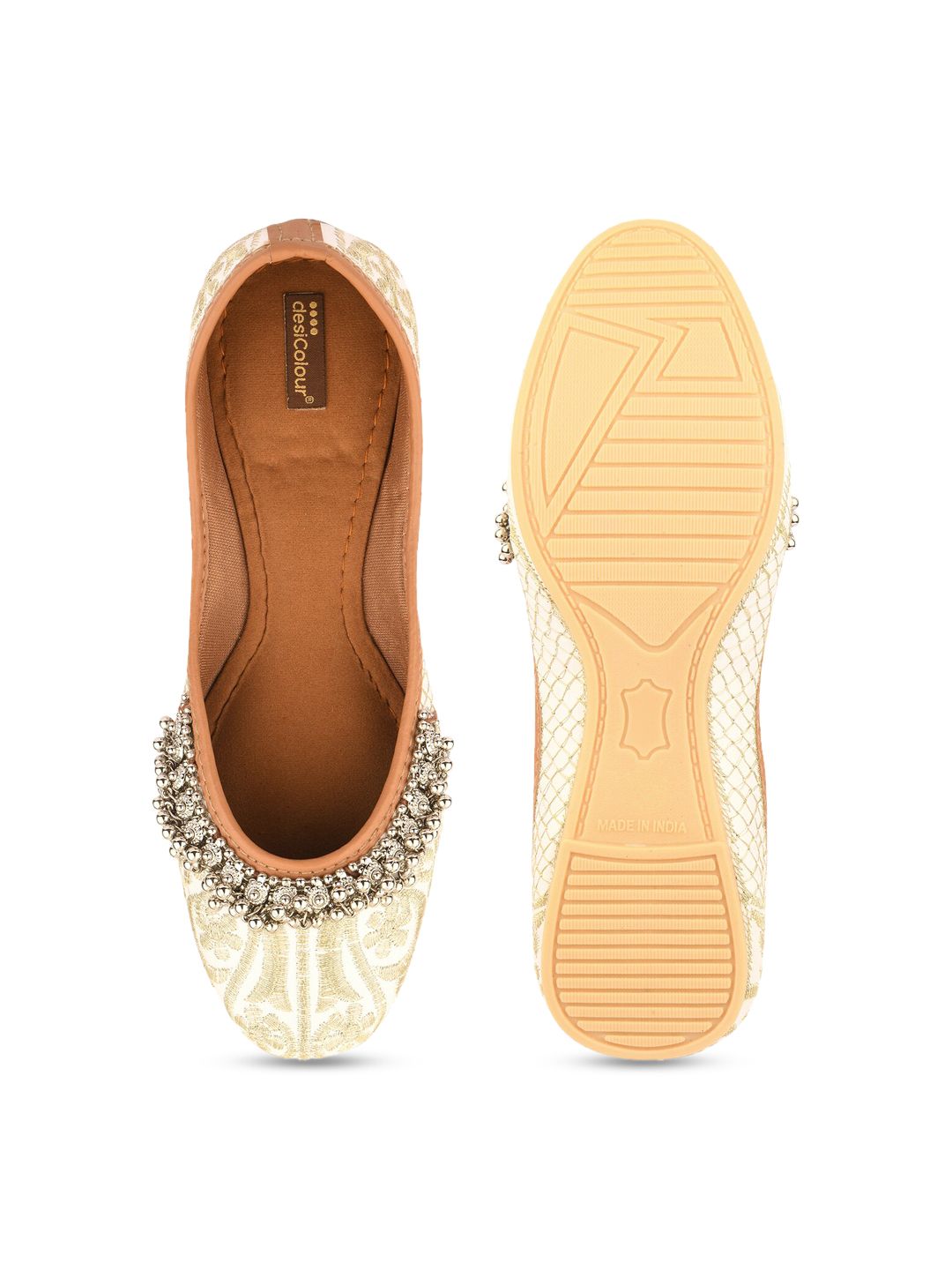 DESI COLOUR Women Embellished Woven Design Ethnic Mojaris