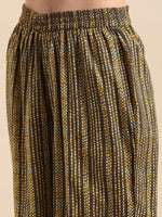 Thumbnail for Anouk Women Off White & Mustard Yellow Pure Cotton Printed Kurta with Palazzos & Dupatta - Distacart