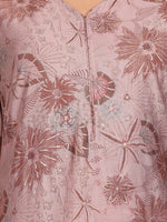 Thumbnail for Ode by House of Pataudi V Neck Floral Printed Regular Chanderi Silk Kurta with Trousers - Distacart