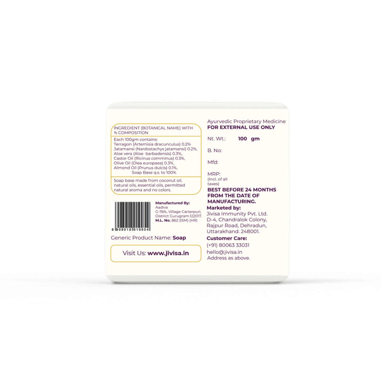 JiViSa Charcoal Musk Handcraft Ayurvedic Soap - Distacart