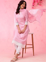 Thumbnail for Anouk Geometric Self Design Pure Cotton Kurta with Trousers & Dupatta