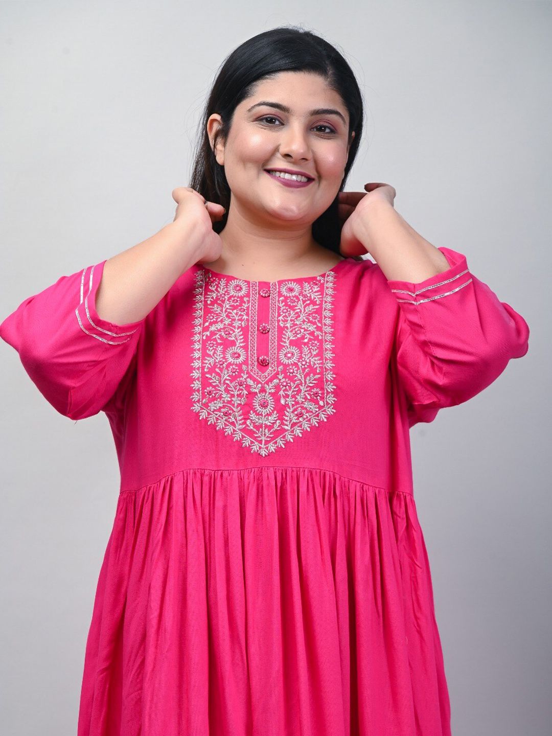 Swasti Ethnic Motifs Embroidered Ethnic Dress - Distacart