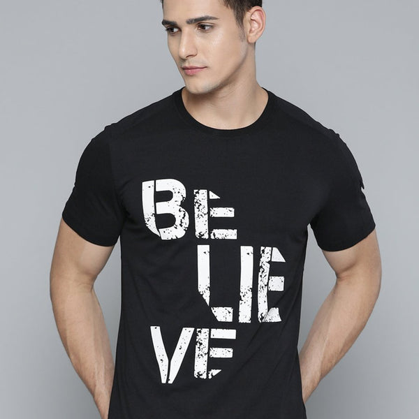 Alcis Men Black & White Typography Printed T-shirt - Distacart