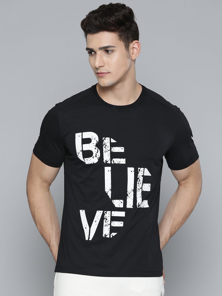 Alcis Men Black & White Typography Printed T-shirt - Distacart