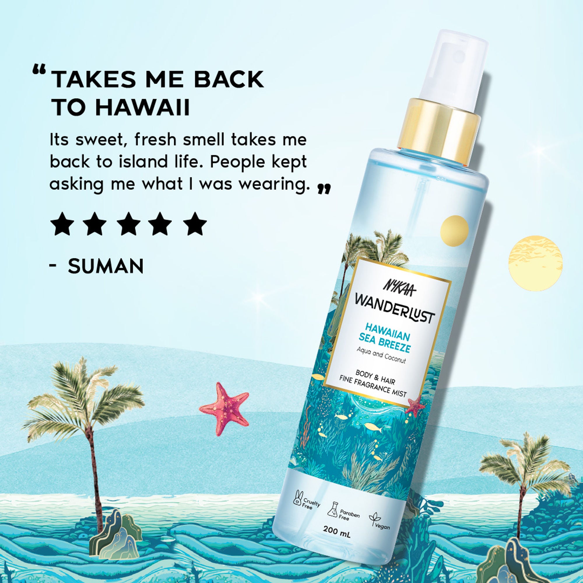 Wanderlust Fragrance Mist For Her - Hawaiian Sea Breeze - Distacart