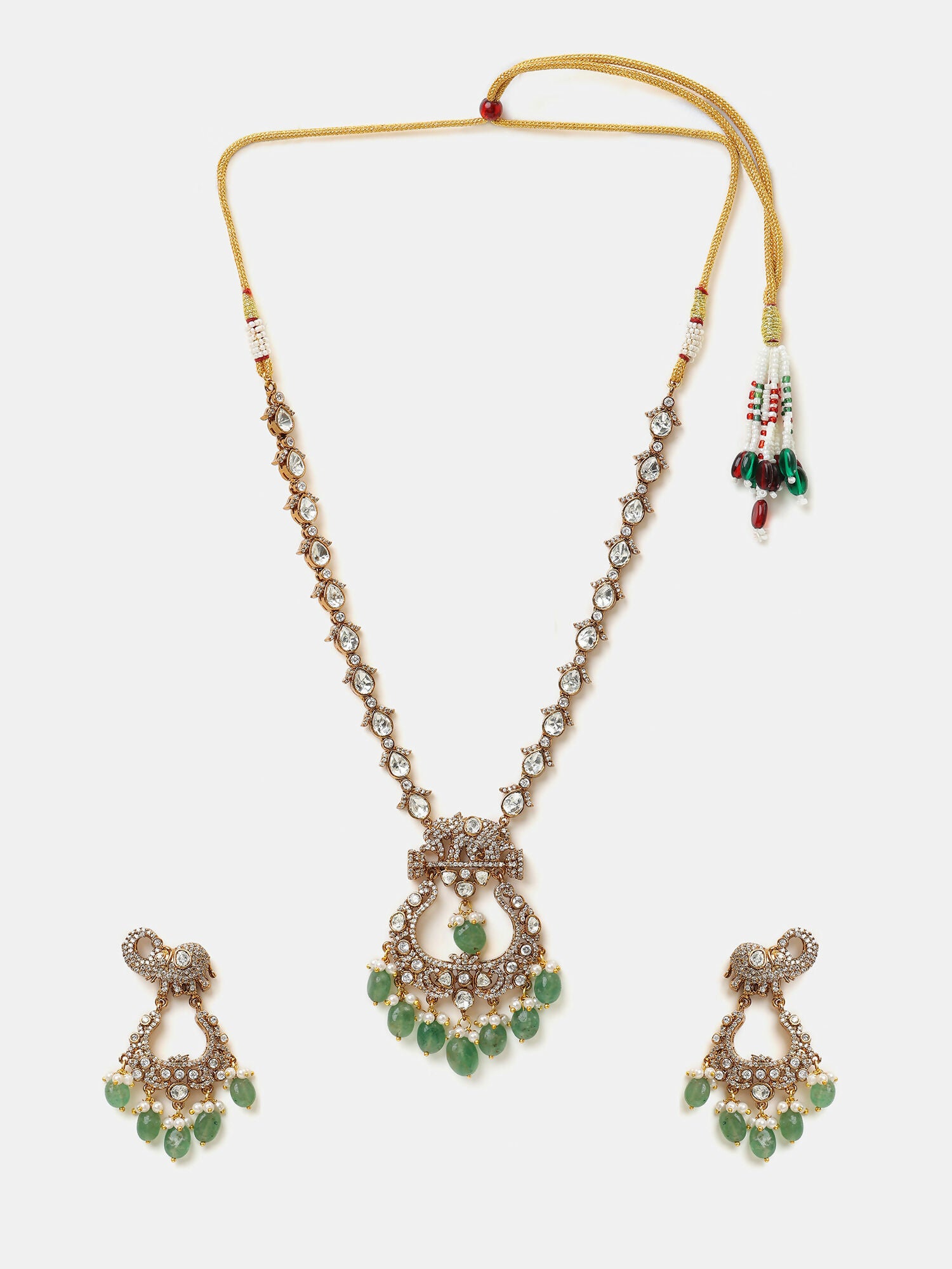 Ruby Raang Maharani Pendant Necklace And Earrings - Distacart