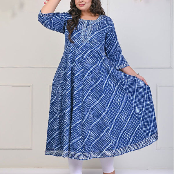 Swasti Checked Embroidered Fit & Flare Midi Dress - Distacart