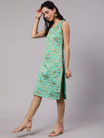 Thumbnail for Aks Woven Design Round Neck Straight Kurta - Distacart