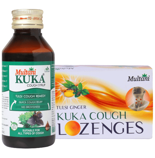Multani Combo Pack of Kuka Cough Syrup 100ml and Tulsi Ginger Kuka Cough 36 Lozenges